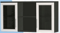 Антресоль большая с двумя стеклодверями ДЛЯ ГОСТИНОЙ АБС-2 Венге/Дуб выбеленный в Оби - ob.mebel54.com | фото