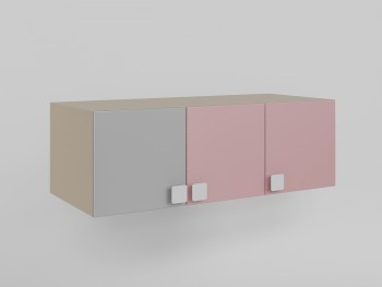 Антресоль на шкаф 3-х створчатый (Розовый/Серый/корпус Клен) в Оби - ob.mebel54.com | фото