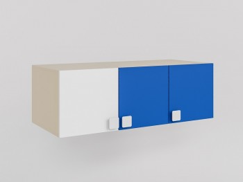 Антресоль на шкаф 3-х створчатый Скай люкс (Синий/Белый/корпус Клен) в Оби - ob.mebel54.com | фото