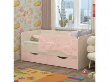 Бабочки Кровать детская 2 ящика 1.6 Розовый глянец в Оби - ob.mebel54.com | фото