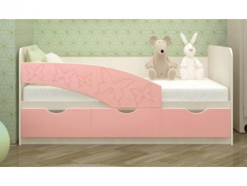 Бабочки Кровать детская 3 ящика 1.6 Розовый глянец в Оби - ob.mebel54.com | фото