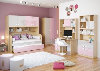 Детская комната Грэйси (Розовый/Серый/корпус Клен) в Оби - ob.mebel54.com | фото