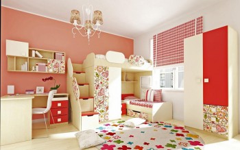 Детская комната Ретвит (Бежевый/Красный/корпус Клен) в Оби - ob.mebel54.com | фото