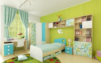 Детская комната Твит (Белый/Зеленый/корпус Клен) в Оби - ob.mebel54.com | фото