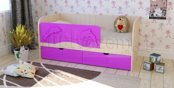 Друзья Кровать детская 2 ящика 1.6 Фиолетовый глянец в Оби - ob.mebel54.com | фото