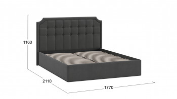 Двуспальная кровать без ПМ «Анабель» Велюр/Графит 1600 в Оби - ob.mebel54.com | фото