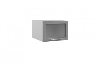Гарда ГПГС 500 шкаф верхний горизонтальный глубокий со стеклом (Белый Эмалит/корпус Серый) в Оби - ob.mebel54.com | фото