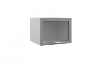 Гарда ГВПГС 600 шкаф верхний горизонтальный глубокий со стеклом высокий (Белый Эмалит/корпус Серый) в Оби - ob.mebel54.com | фото