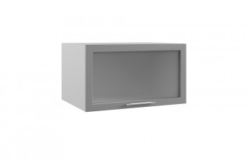 Гарда ГВПГС 800 шкаф верхний горизонтальный глубокий со стеклом высокий (Белый патина/корпус Серый) в Оби - ob.mebel54.com | фото