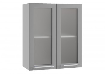 Гарда ПС 600 шкаф верхний со стеклом (Белый Эмалит/корпус Серый) в Оби - ob.mebel54.com | фото