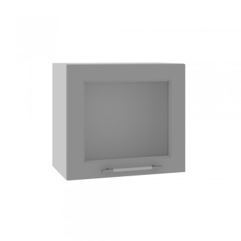 Гарда ВПГС 500 шкаф верхний горизонтальный со стеклом высокий (Белый Эмалит/корпус Серый) в Оби - ob.mebel54.com | фото