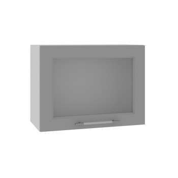 Гарда ВПГС 600 шкаф верхний горизонтальный со стеклом высокий (Белый Эмалит/корпус Серый) в Оби - ob.mebel54.com | фото