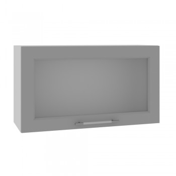 Гарда ВПГС 800 шкаф верхний горизонтальный со стеклом высокий (Белый Эмалит/корпус Серый) в Оби - ob.mebel54.com | фото