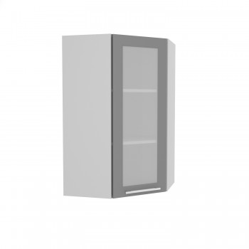 Гарда ВПУС 550 шкаф верхний угловой со стеклом высокий (Белый Эмалит/корпус Серый) в Оби - ob.mebel54.com | фото
