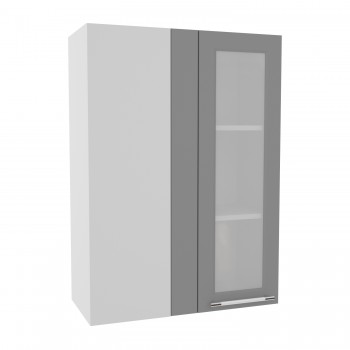 Гарда ВПУС 650 шкаф верхний угловой со стеклом высокий (Белый Эмалит/корпус Серый) в Оби - ob.mebel54.com | фото