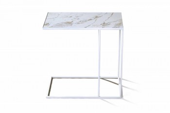 Журнальный столик Stone 01 (Круглый) Металл/Керамика 250 Белый в Оби - ob.mebel54.com | фото