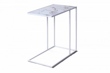 Журнальный столик Stone 018 (Прямоугольный) Металл/Керамика 500 Белый в Оби - ob.mebel54.com | фото