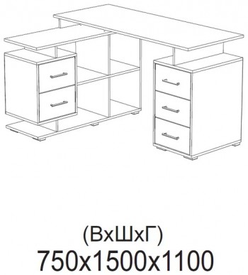Компьютерный стол угловой СКМУ-3 белый в Оби - ob.mebel54.com | фото