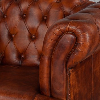 Кресло кожаное Лофт Честер-Нью (Коричневый, Рыжий) в Оби - ob.mebel54.com | фото