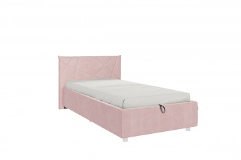 Кровать 0.9 Бест (Нежно-розовый велюр/под-мех) в Оби - ob.mebel54.com | фото