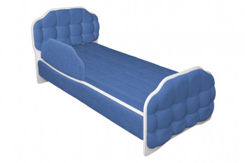 Кровать 160 Атлет 29 Синий (мягкий бортик) в Оби - ob.mebel54.com | фото