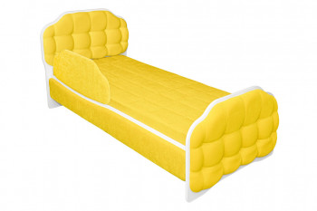 Кровать 160 Атлет 74 Жёлтый (мягкий бортик) в Оби - ob.mebel54.com | фото