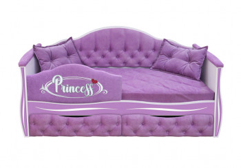 Кровать 160 серии Иллюзия 2 ящика 67 Светло-фиолетовый (подушки/мягкий бортик) в Оби - ob.mebel54.com | фото