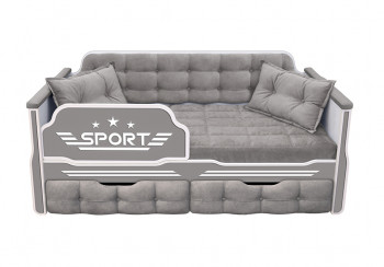 Кровать 160 серии Спорт 2 ящика 45 Серый (подушки) в Оби - ob.mebel54.com | фото