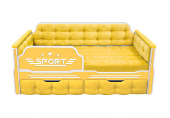 Кровать 160 серии Спорт 2 ящика 74 Жёлтый (мягкие боковые накладки) в Оби - ob.mebel54.com | фото