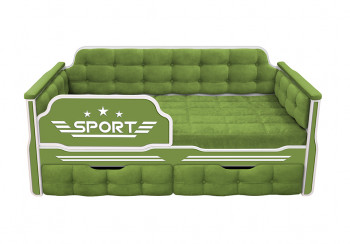 Кровать 160 серии Спорт 2 ящика 76 Зелёный (мягкие боковые накладки) в Оби - ob.mebel54.com | фото