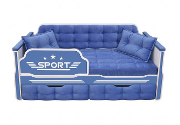 Кровать 160 серии Спорт 2 ящика 85 Синий (подушки) в Оби - ob.mebel54.com | фото