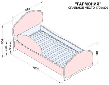 Кровать 170 Гармония 18 Бордовый (мягкий бортик) в Оби - ob.mebel54.com | фото