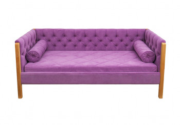Кровать 180 серии Леди  32 Фиолетовый (подушка валик) в Оби - ob.mebel54.com | фото
