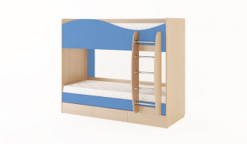 Кровать 2-х ярусная с ящиками (Беленый дуб/Синий) в Оби - ob.mebel54.com | фото