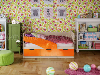 Кровать Бабочки 1,6м (Оранжевый металлик) в Оби - ob.mebel54.com | фото