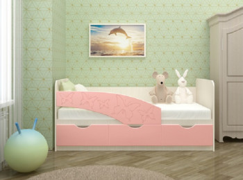 Кровать Бабочки 1,6м (Розовый металлик) в Оби - ob.mebel54.com | фото