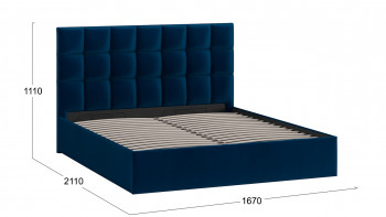 Кровать без ПМ «Эмбер» Велюр Confetti/Blue в Оби - ob.mebel54.com | фото