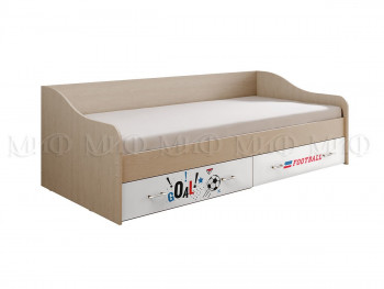 Кровать Boy Вега 0,9 м (Дуб беленый/Белый глянец/фотопечать) в Оби - ob.mebel54.com | фото