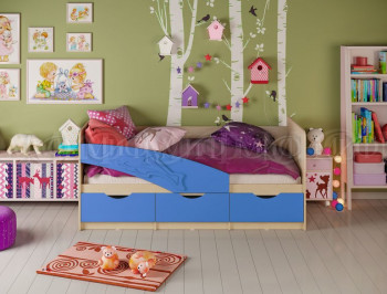 Кровать детская 1,6м Дельфин (Синий матовый) в Оби - ob.mebel54.com | фото