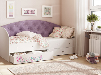 Кровать детская Эльза Белый/Фиолетовый в Оби - ob.mebel54.com | фото