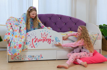 Кровать детская Эльза с бортиком Принцесса Белый/Фиолетовый в Оби - ob.mebel54.com | фото