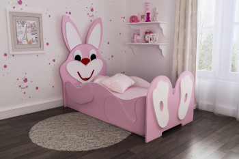 Кровать детская Зайка 1.6 Розовый/Белый в Оби - ob.mebel54.com | фото