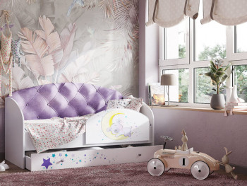 Кровать детская Звездочка Белый/Фиолетовый в Оби - ob.mebel54.com | фото