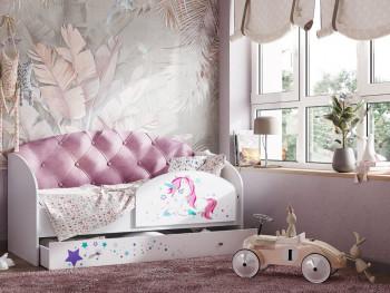Кровать детская Звездочка Белый/Розовый в Оби - ob.mebel54.com | фото