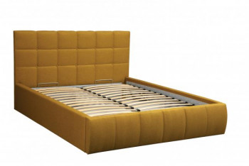 Кровать "Диана" ш. 1400 (Н=1010мм) (жаккард горчица) в Оби - ob.mebel54.com | фото