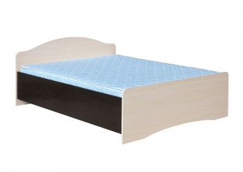 Кровать двойная 1400-1 без матраса (круглые спинки) Венге/Дуб выбеленный в Оби - ob.mebel54.com | фото