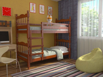 Кровать двухъярусная Соня из массива сосны 800*1890 Орех в Оби - ob.mebel54.com | фото