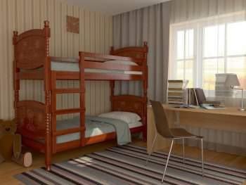 Кровать двухъярусная Валерия из массива сосны 800*1890 Орех в Оби - ob.mebel54.com | фото