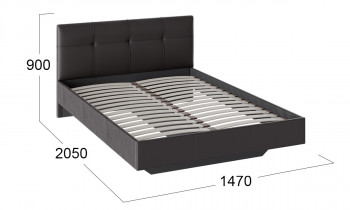 Кровать «Элис» c мягкой обивкой тип 1 Экокожа/Темно-коричневый/1400 в Оби - ob.mebel54.com | фото