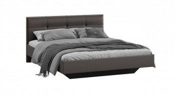 Кровать «Элис» c мягкой обивкой тип 1 Экокожа/Темно-коричневый/1400 в Оби - ob.mebel54.com | фото